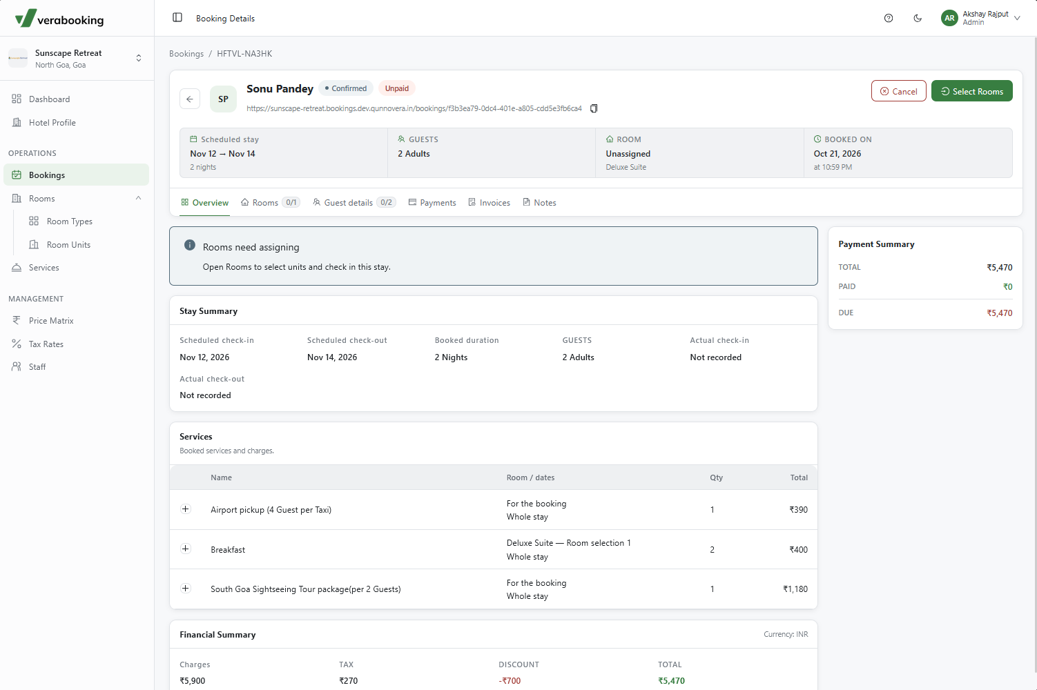 Hold and Confirm actions for a booking